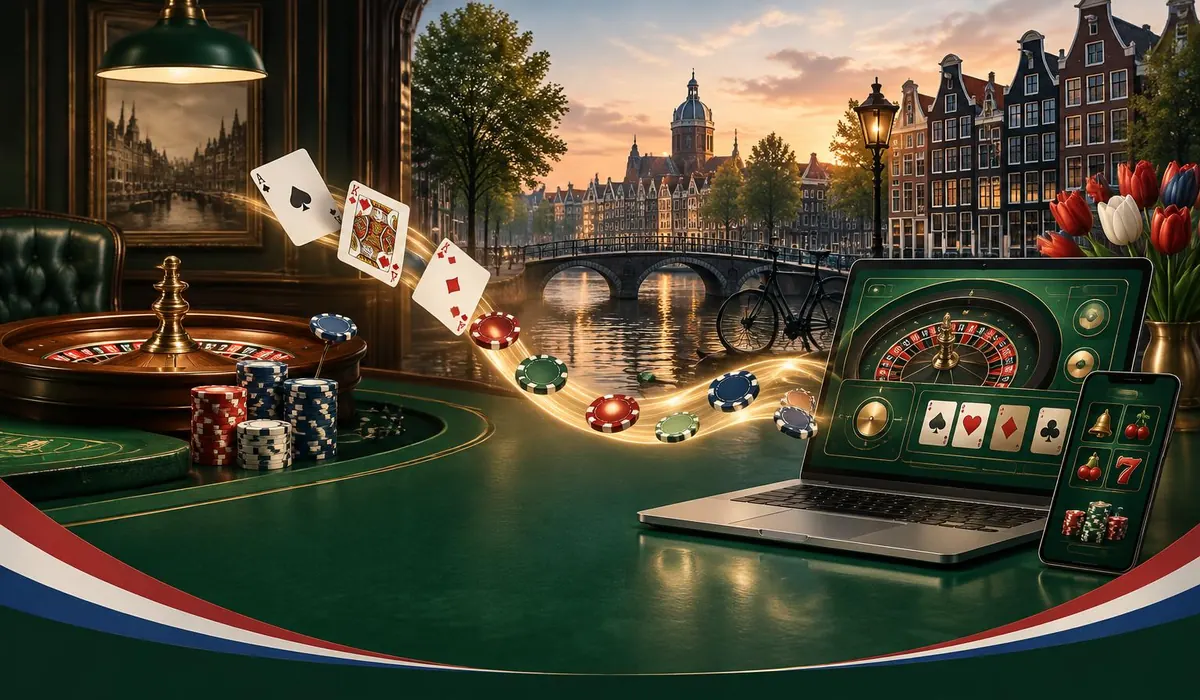 Nederlands interieur aan een Amsterdamse gracht met dossier, sleutel en rood-wit-blauw lint